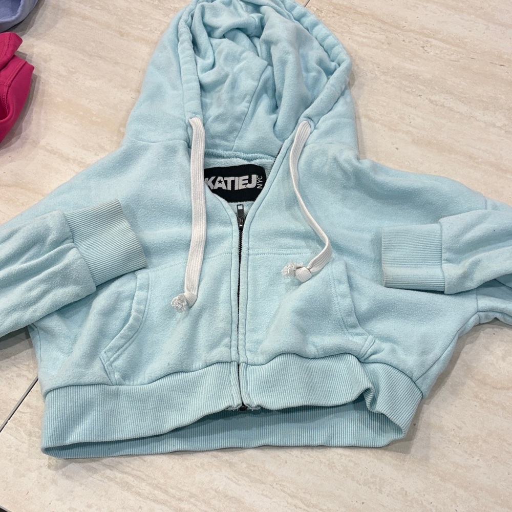 Katie J NYC Light Blue Zip-Up Hoodie